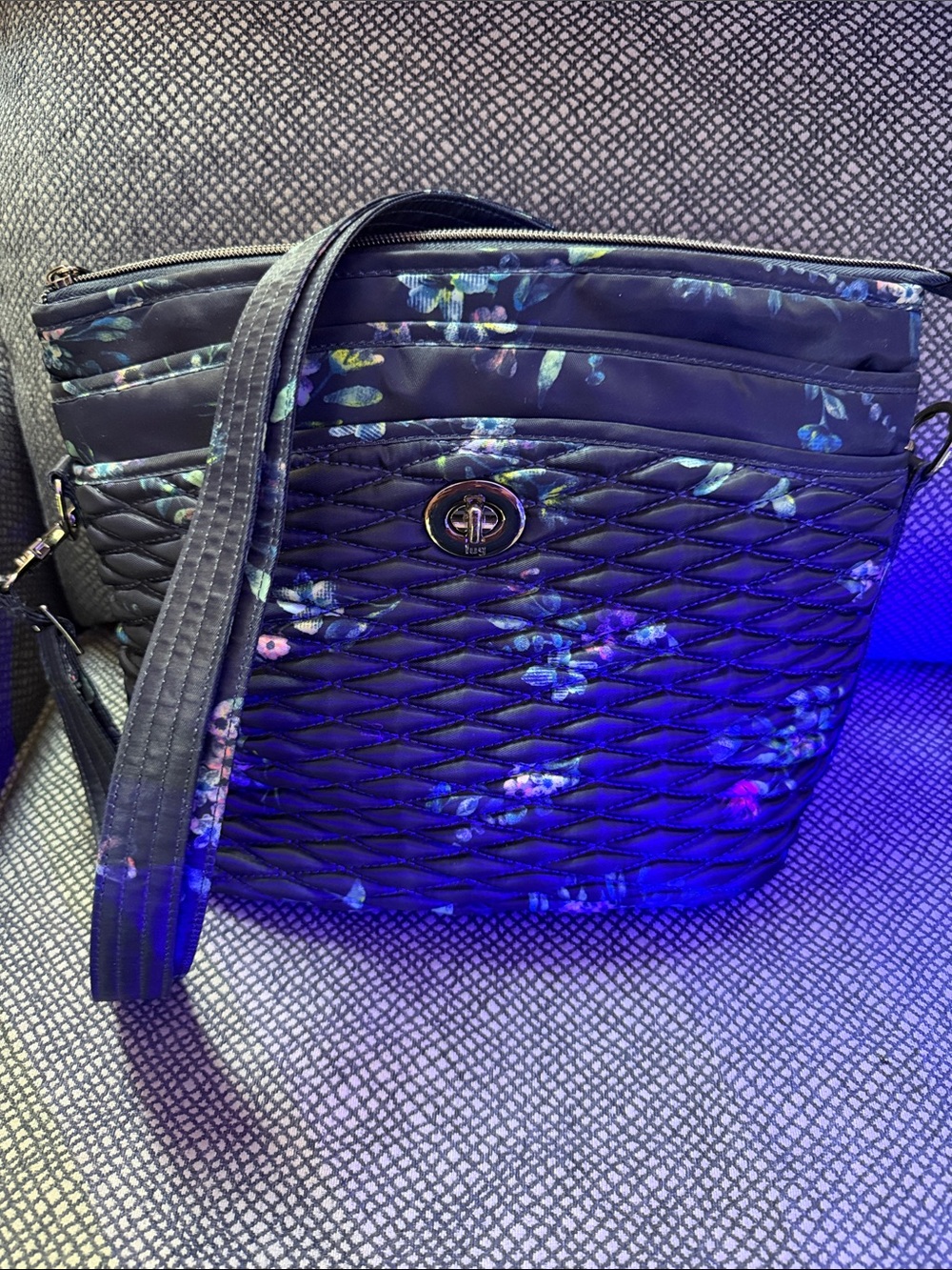 lug Navy Quilted Adagio Floral Crossbody Bag